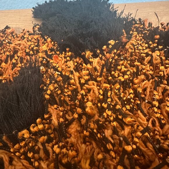 Pier 1 Imports Pumpkin Shaped Shag Rug Fall Winter Thanksgiving Decor 33 x 35” - Picture 4 of 6